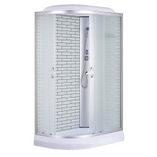 Loranto Душевая кабина SUNWAY 1200х800х2150 правосторонняя, поддон 13см, белый кирпичный узор, матовое стекло 4мм, профиль хром (CS6612013RFW120)