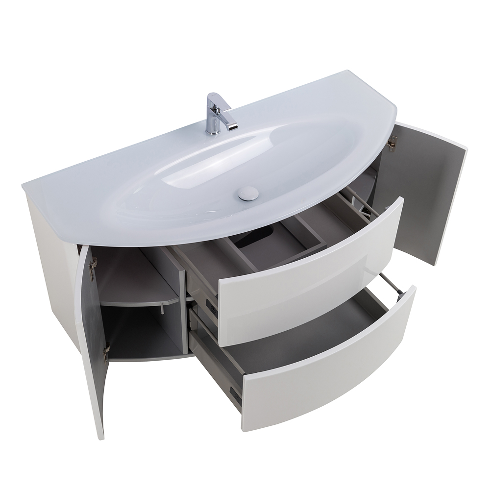 Приобрести cezares тумба подвесная с раковиной eden 121 см bianco lucido, стекло, белая 54861