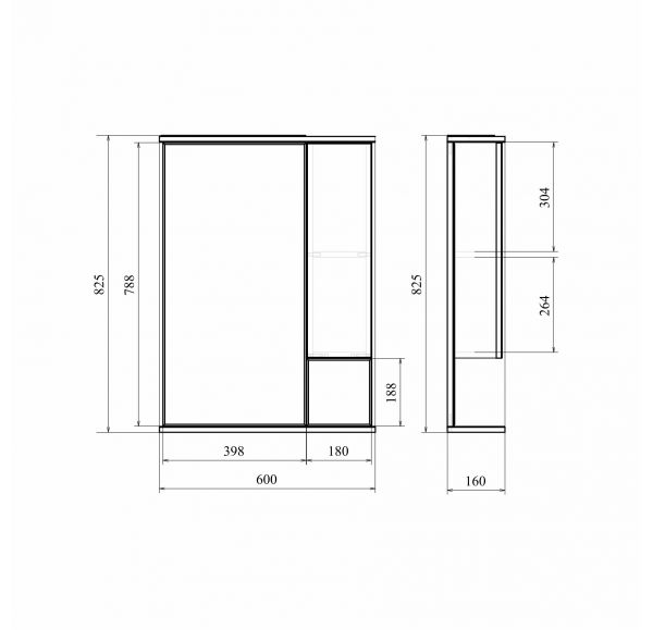 Приобрести mirsant зеркало шкаф камилла 60 см, с подсветкой, белый, правый ут000005600