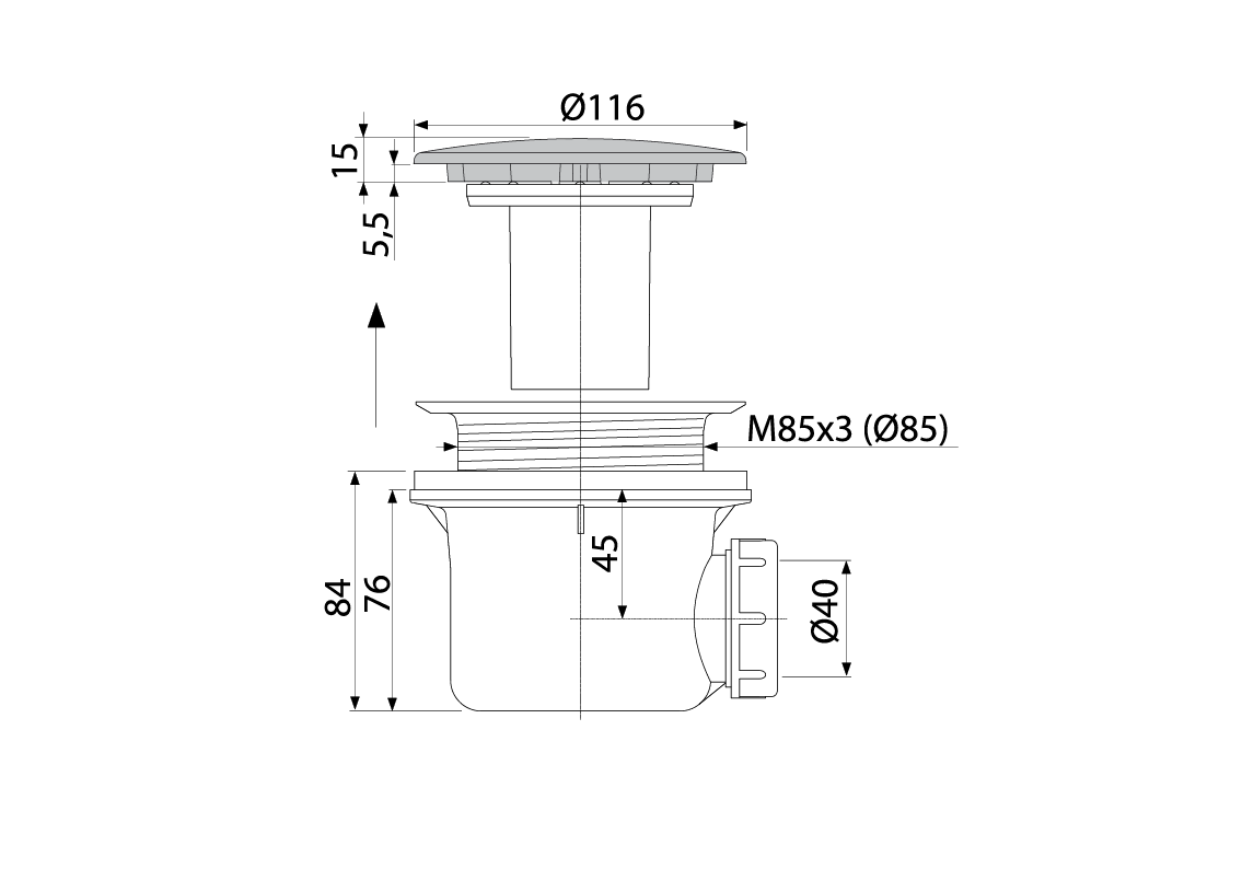 Приобрести сифон для душевого поддона alcaplast a49 antic dn90