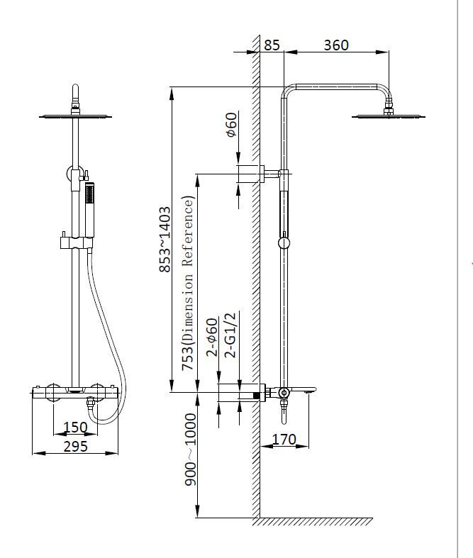 Приобрести vincea душевая стойка vogue, термостат, брашированное золото vsfs-1v1tbg