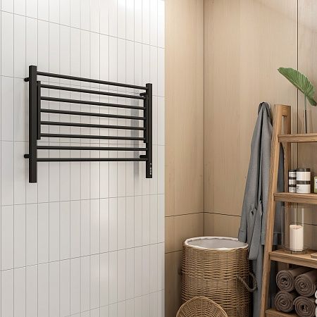 Приобрести terminus полотенцесушитель горизонт п8 80х60 см, с полкой, электрический, черный матовый
