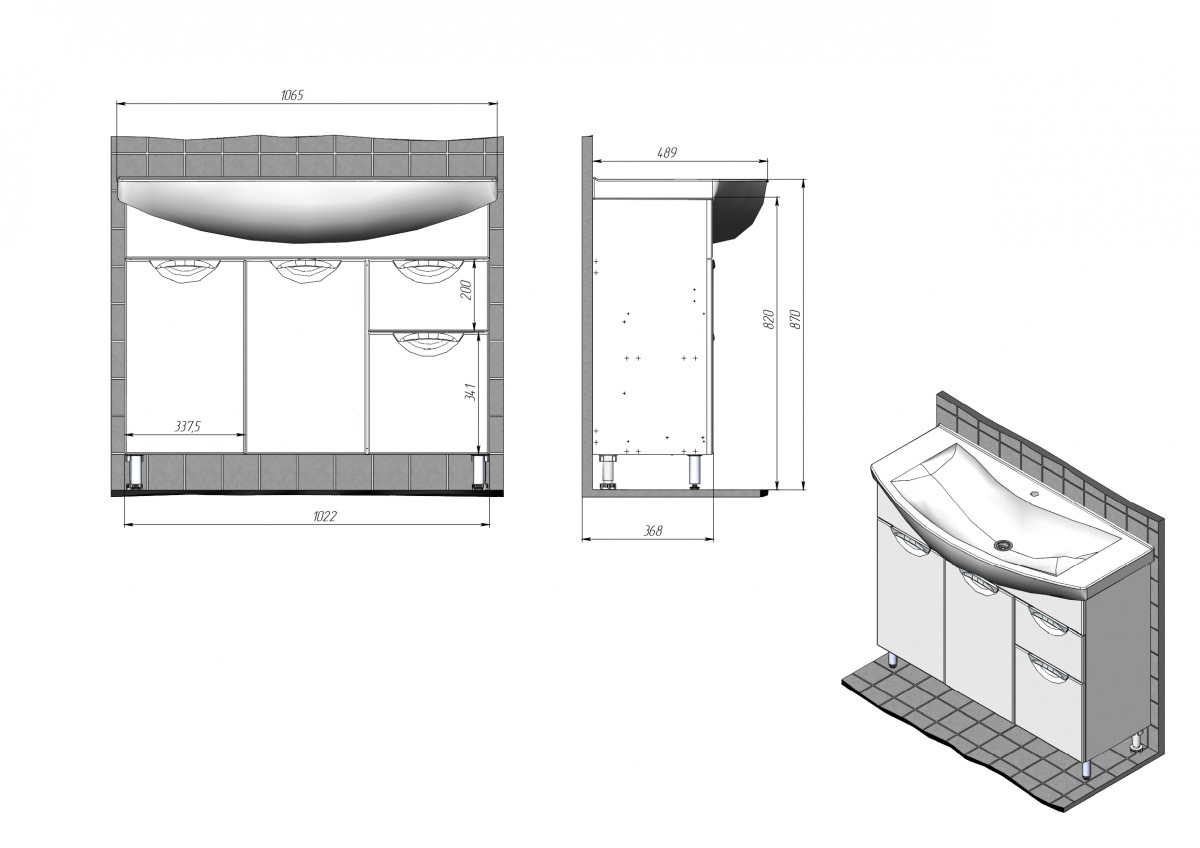 Приобрести briz тумба напольная бриз 105 см, белая т13-105
