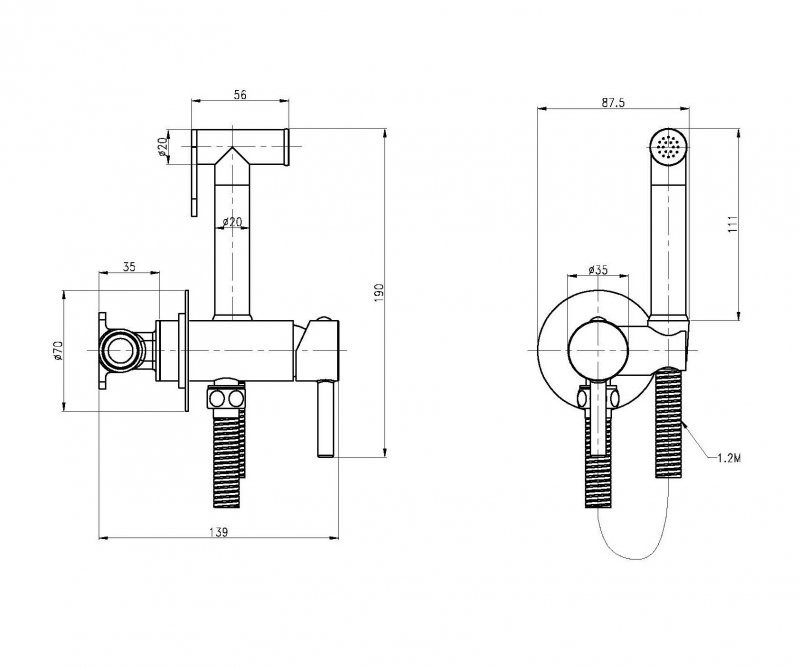 Приобрести cezares смеситель с гигиеническим душем czr-set-da1-id2-fmm120-nop, черный матовый