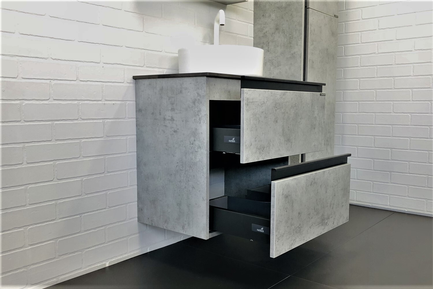 Приобрести сomforty тумба со столешницей и раковиной "эдинбург-60-2", светлый бетон с отверстием под смеситель