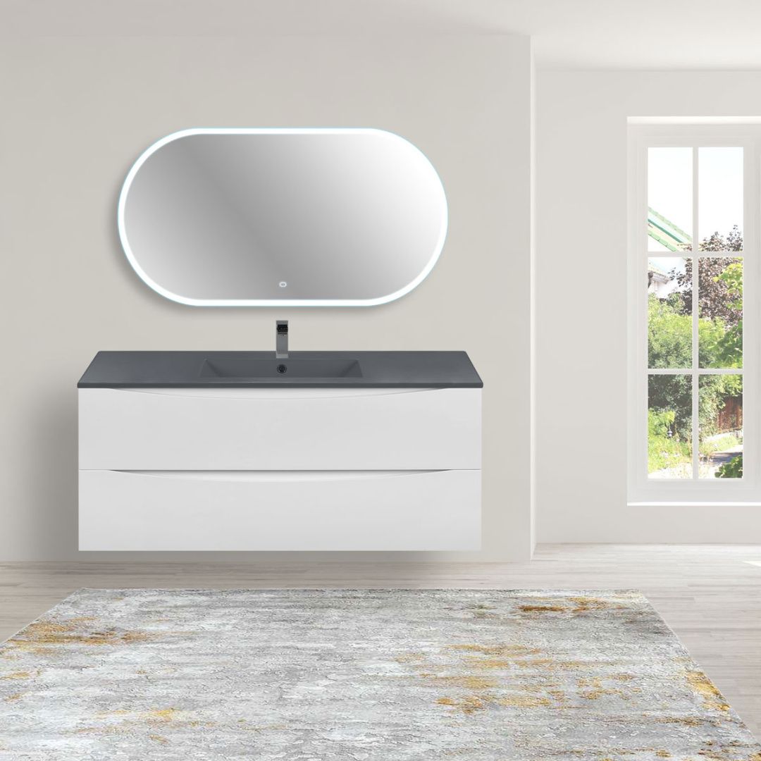 Приобрести vincea тумба подвесная mia 120 см, белая с раковиной матовый антрацит vmc-2mc120gw;vbs-13120ma