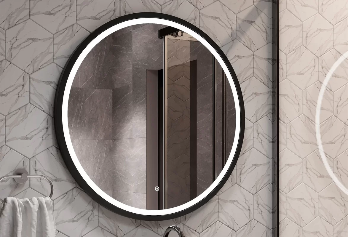 Приобрести continent зеркало с подсветкой style black 80х80 см, черный