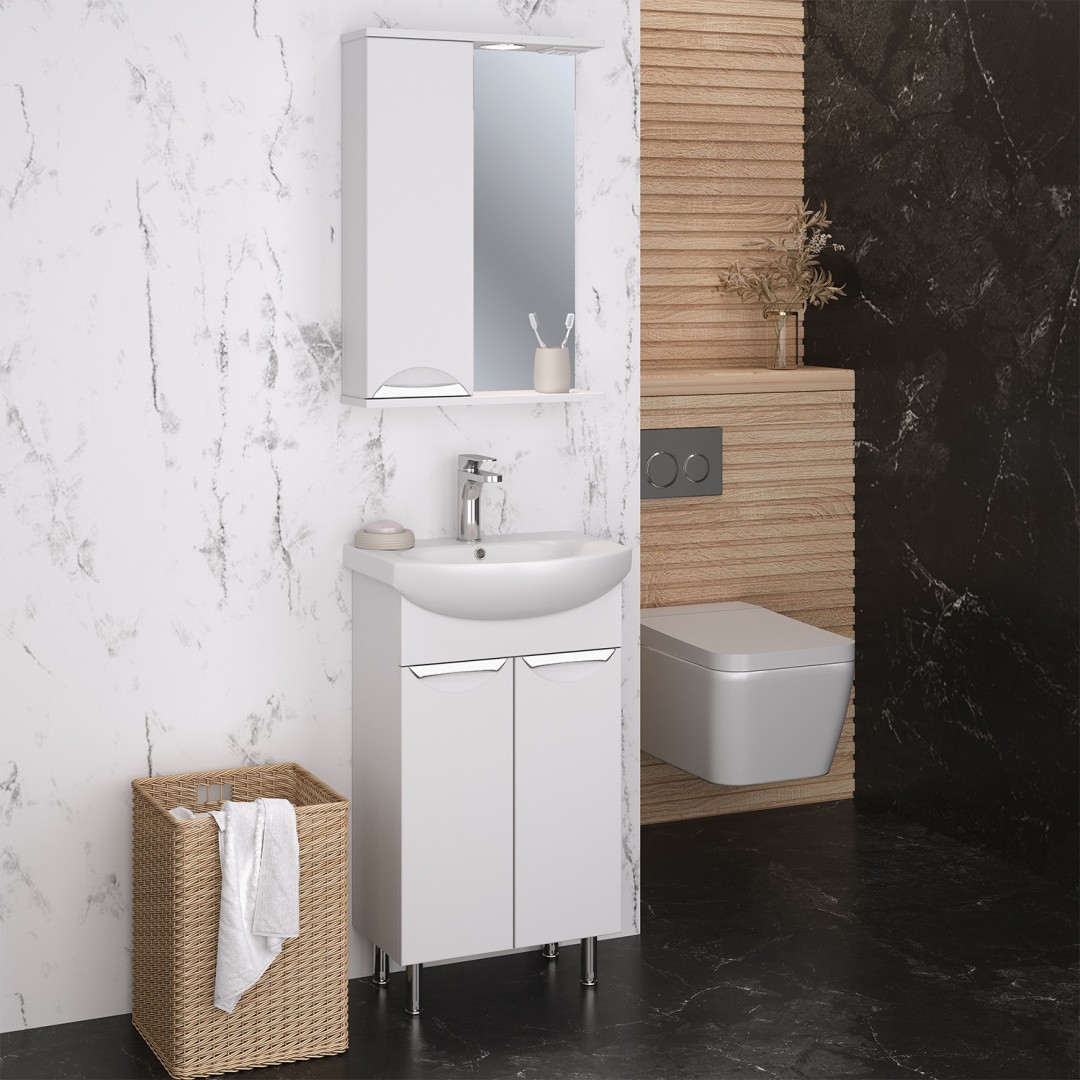 Приобрести aqua de marco зеркало-шкаф eleganse 50 см, левое, белый\хром 1050cele/l