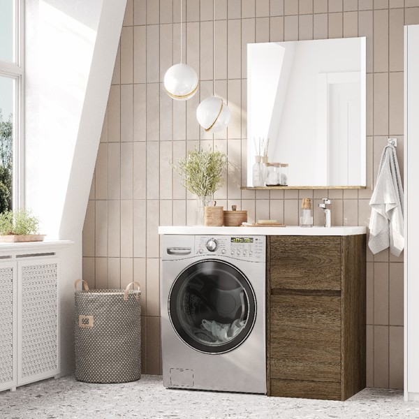 Приобрести тумба напольная с раковиной-столешницей акватон лондри 105 r/l, дуб кантри