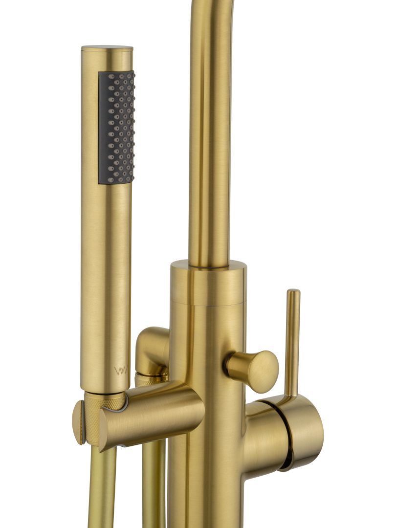 Приобрести смесители напольные для ванн и раковин wonzon & woghand stick, брашированное золото (ww-88649017-bg)