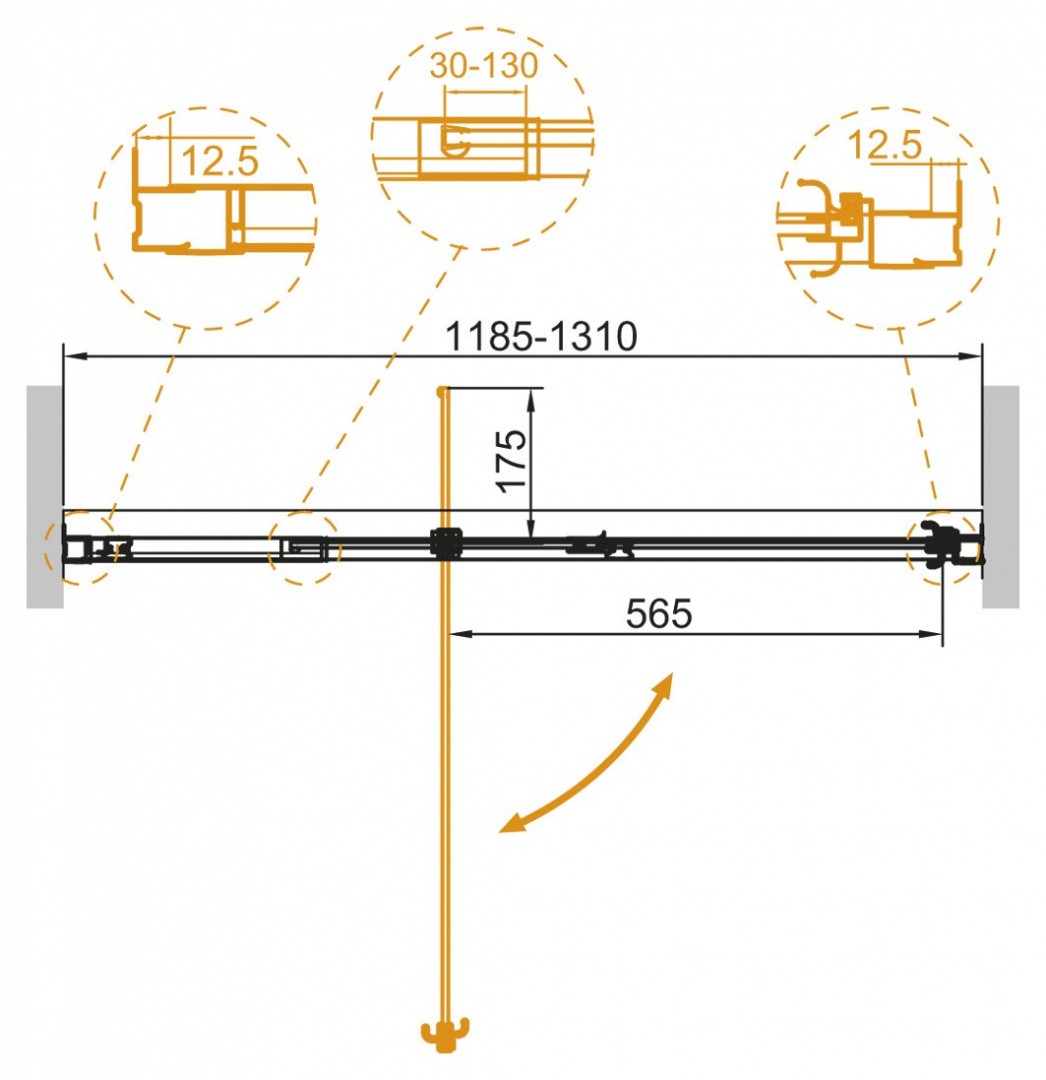 Приобрести cezares дверь душевая variante 120/130x195см variante-b-1-120/130-c-cr
