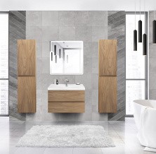 Cezares Тумба подвесная с раковиной MOLVENO 46 80 см Noce Chiaro, черный MOLVENO 46-80-2C-SO-NR