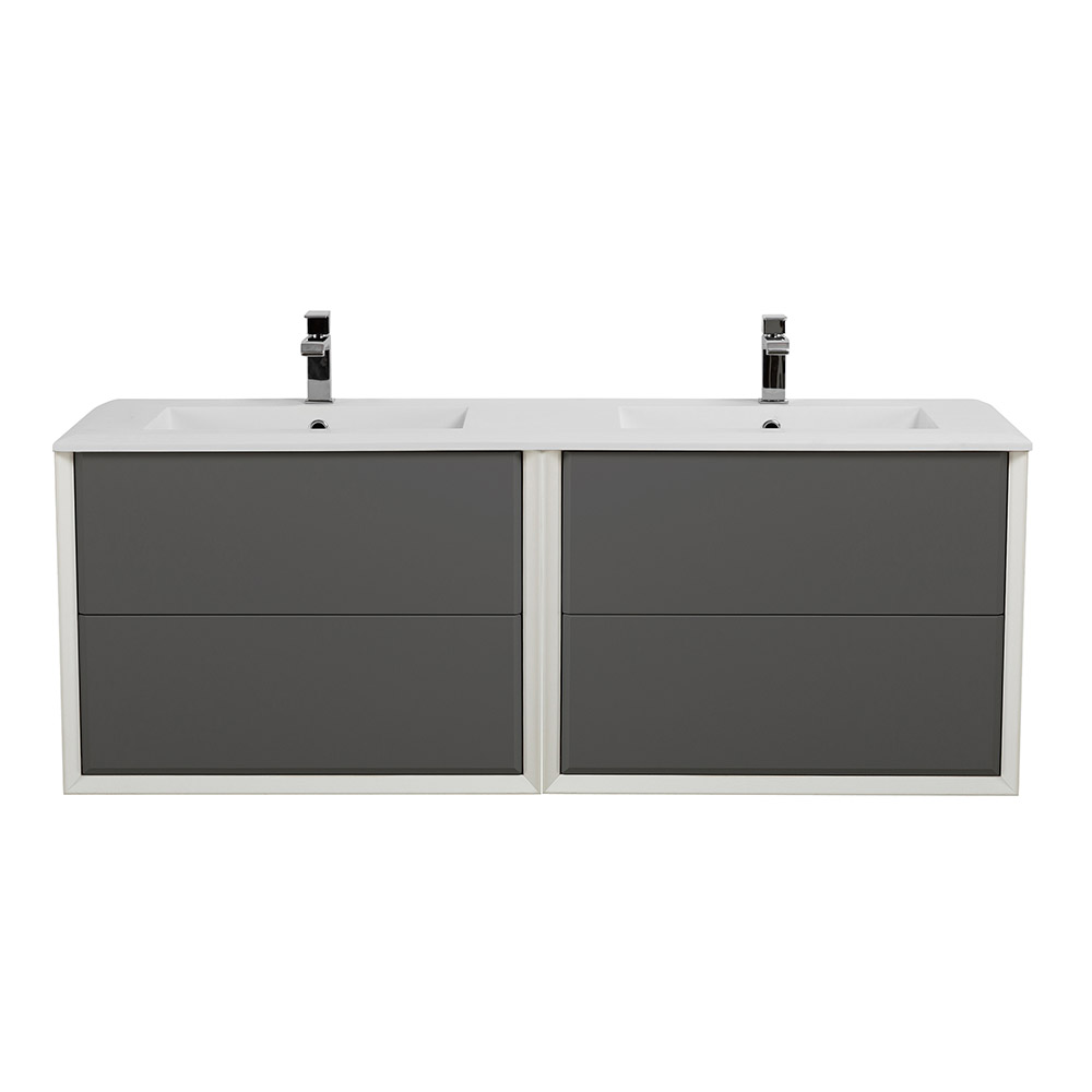 Приобрести cezares тумба подвесная с раковиной на две чаши bellagio 140 см grigio nuvola, серая 55301