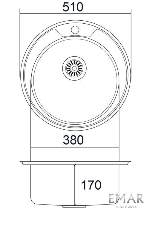 Приобрести emar кухонная мойка 51х51 см, хром emar лайт 510