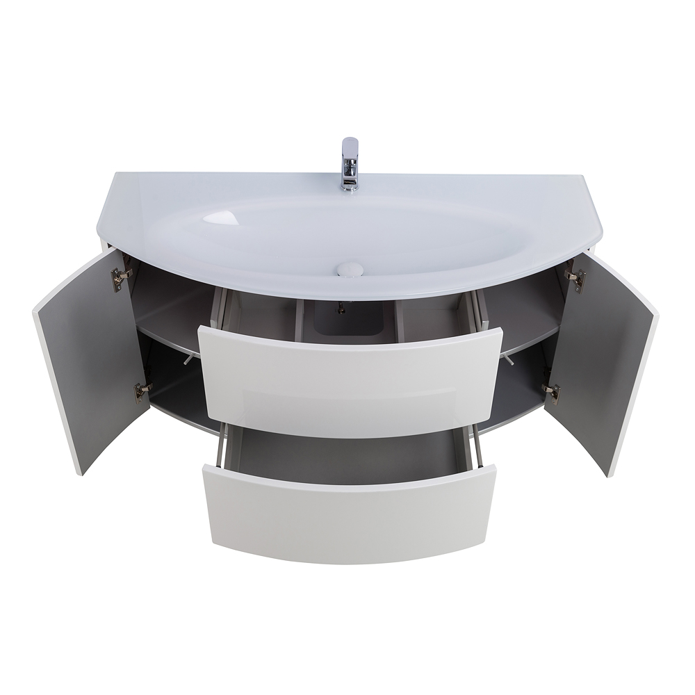 Приобрести cezares тумба подвесная с раковиной eden 121 см bianco lucido, стекло, белая 54861