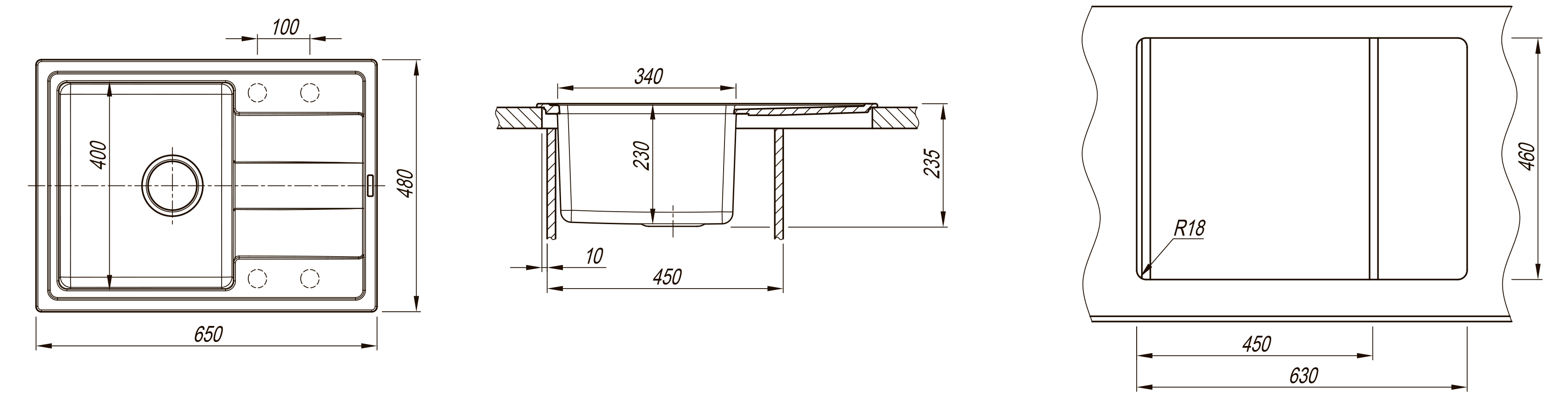 Приобрести florentina кухонная мойка комби 65х48 см, серая