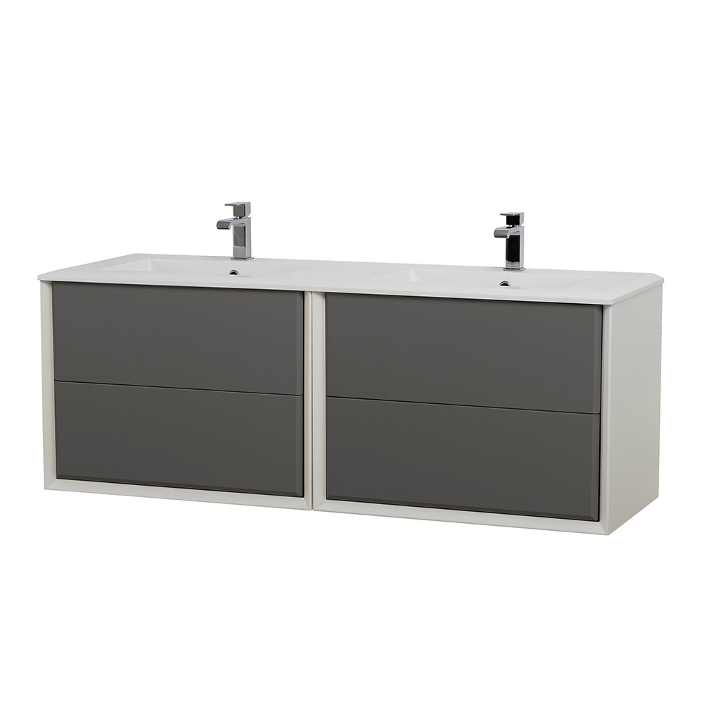 Приобрести cezares тумба подвесная с раковиной на две чаши bellagio 140 см grigio nuvola, серая 55301