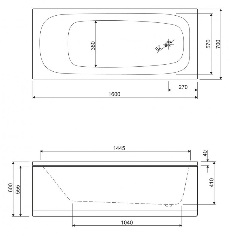 Приобрести cezares акриловая ванна eco 160x70см, eco-160-70-41-w37