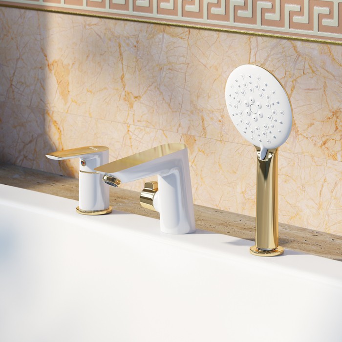Приобрести iddis смеситель на борт ванны cloud, 3 -отверстия, белый\золото clowg30i07