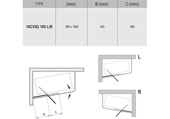 Приобрести ravak шторка для ванны 10° 10cvs 100 см 7qla0c03z1 l алюминий/прозрачное