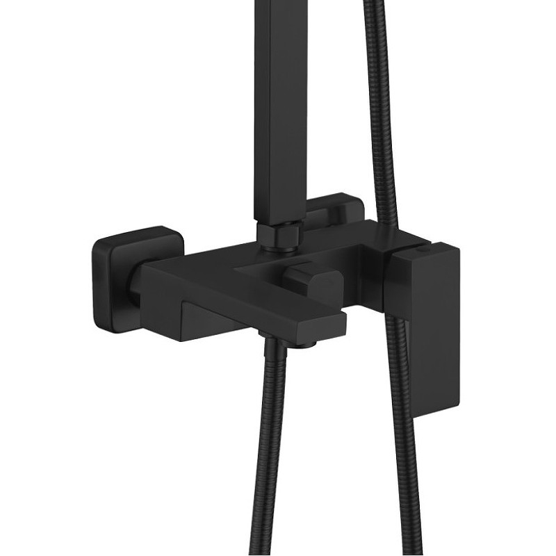 Приобрести haiba душевая система, квадратная d-200мм, черный матовый hb24803-7