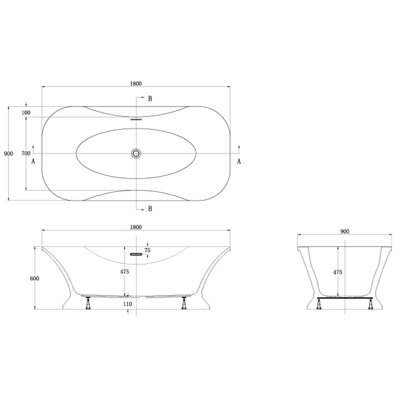 Приобрести azario акриловая ванна bordeaux 180х90 см, отдельностоящая bor18090