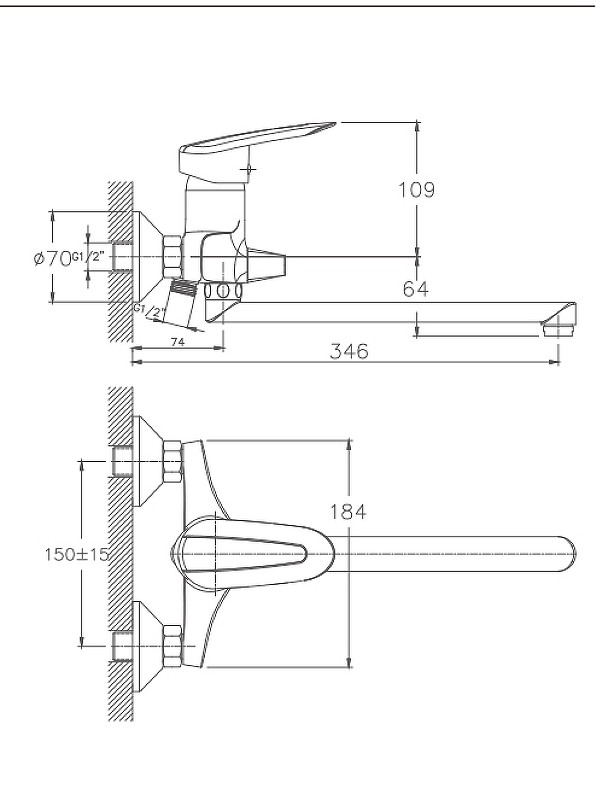 Приобрести haiba смеситель для ванны 184мм, хром hb-2207