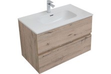 Aquanet Тумба с раковиной Алвита New 80 см, 2 ящика, дуб веллингтон белая