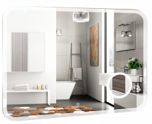 Azario Зеркало Эльза-4 100х80см c подсветкой, сенсор выключатель, диммер, часы LED-00002329