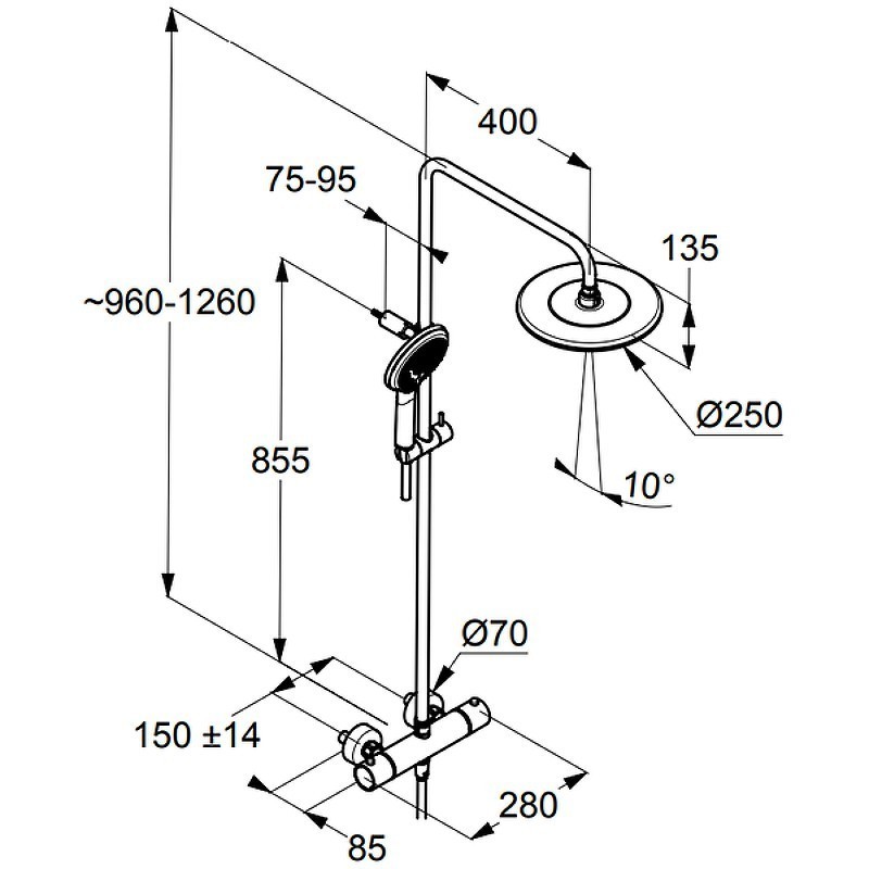 Приобрести kludi freshline dual shower system душевая система с термостатом, арт. 6709205-00