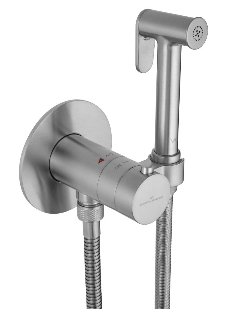 Приобрести смеситель с гигиеническим душем и термостатом встраиваемый wonzon & woghand, брашированный никель (ww-88829909-bn)