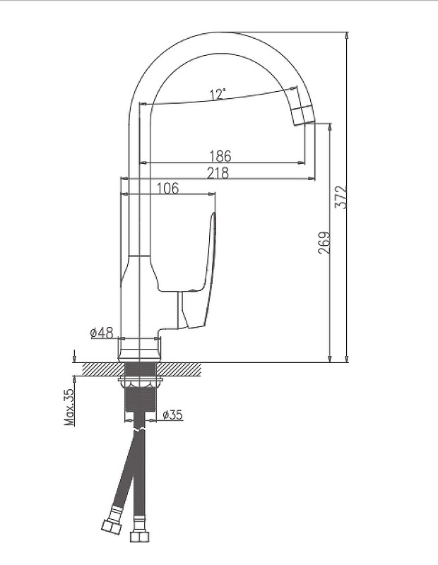 Приобрести haiba смеситель для кухни 372 мм, хром hb-70183