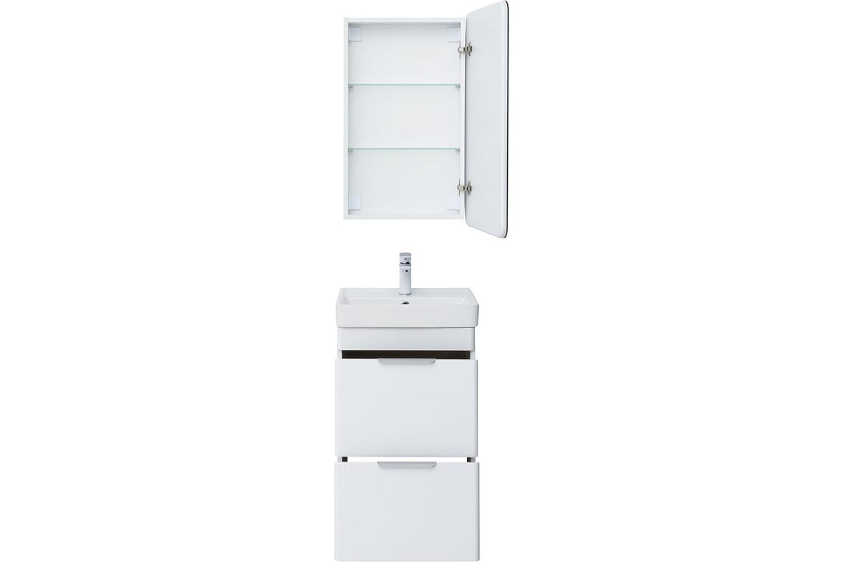 Приобрести aquanet тумба с раковиной ирис new 50 см, белая глянец (2 ящика, ножки)