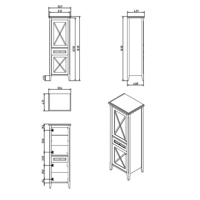 Приобрести caprigo пенал napoli promo 56 см, левый, светлое дерево