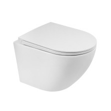BelBagno Унитаз безободковый подвесной SFERA-R с сиденьем дюропласт, микролифт, белый BB046CHR/BB902SC