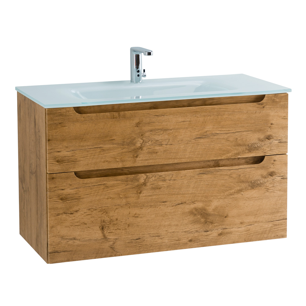 Приобрести belbagno тумба с раковиной etna-h60 100 см, подвесная rovere nature, стеклянная раковина