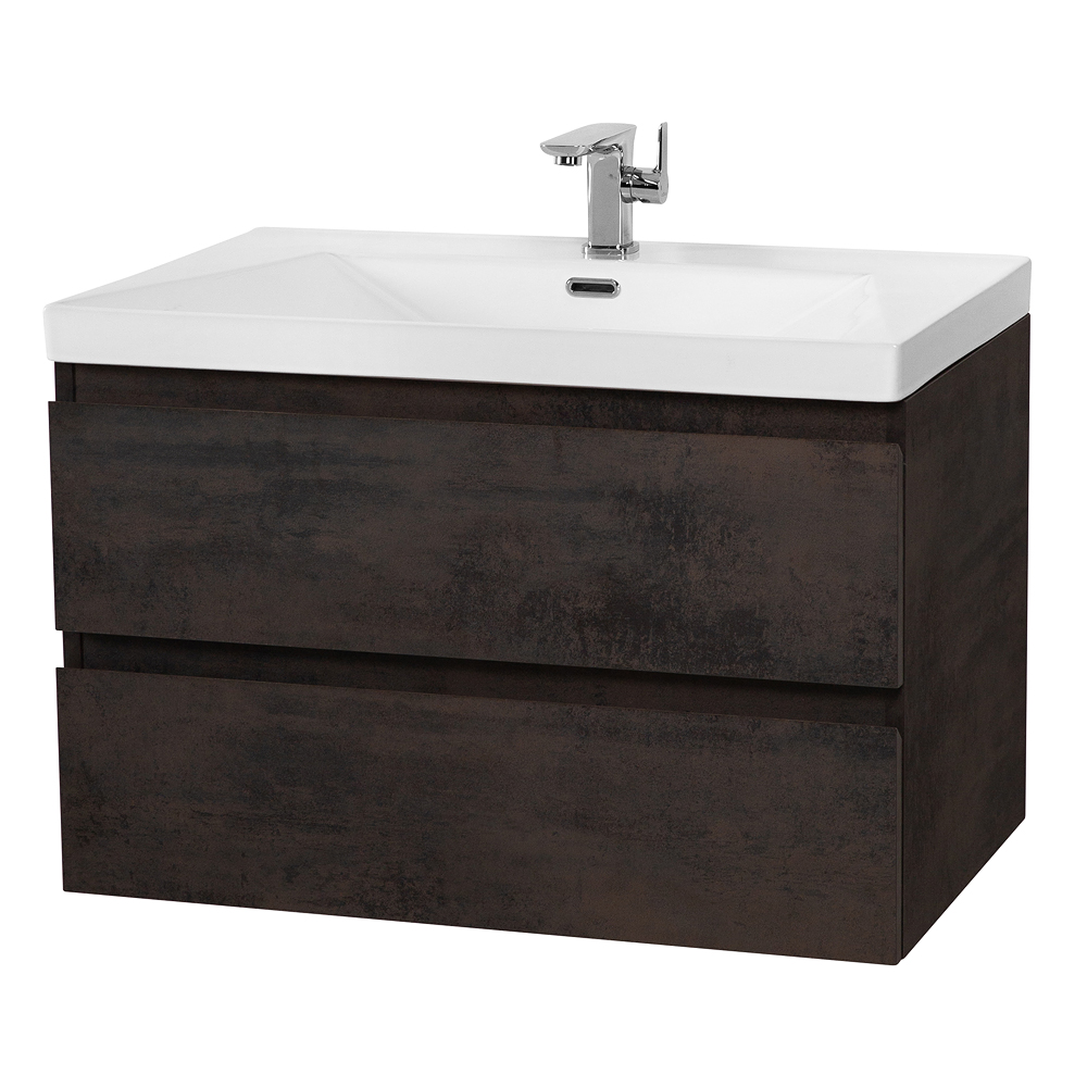 Приобрести cezares тумба подвесная с раковиной molveno 80 см ossido, темно коричневая molveno-80-2c-so-oss