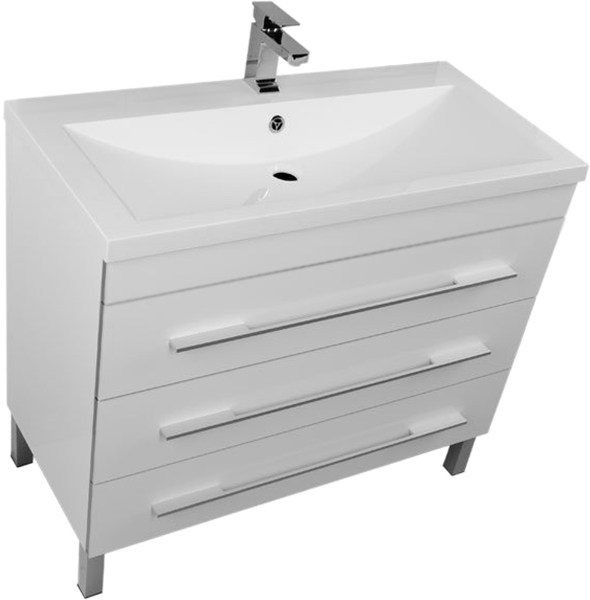 Приобрести aquanet тумба с раковиной верона 100 см, белая (напольная 3 ящика)