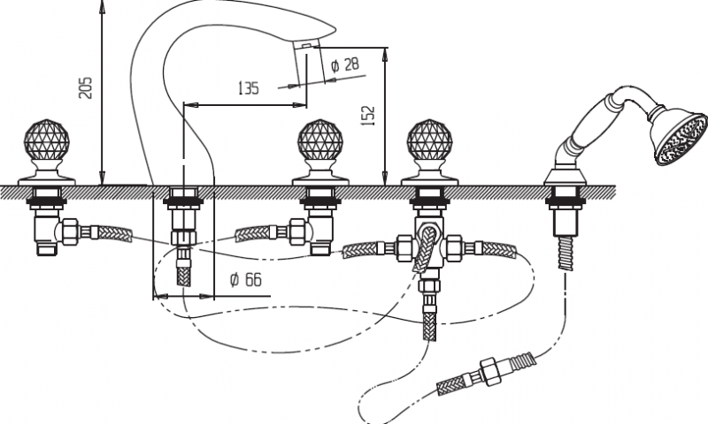 Приобрести cezares смеситель на борт ванны atlantis, 4 отверстия, бронза atlantis-bvd-02-sw/m