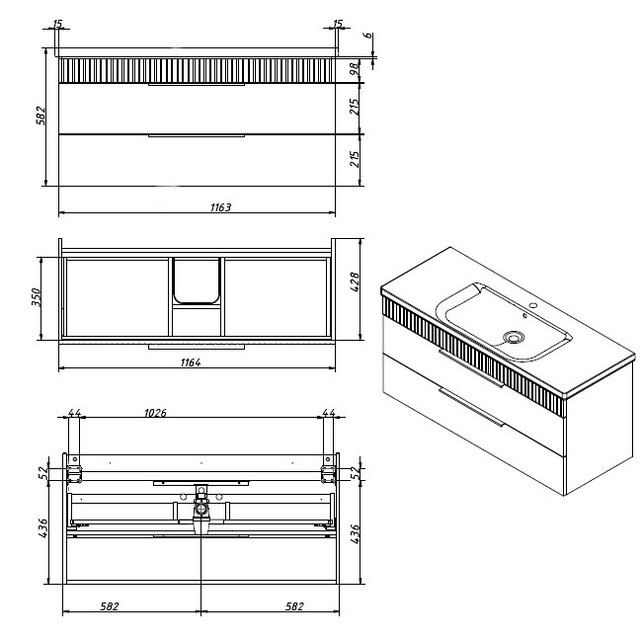 Приобрести caprigo тумба с раковиной monbar-smalty 120 см, графит, эмаль