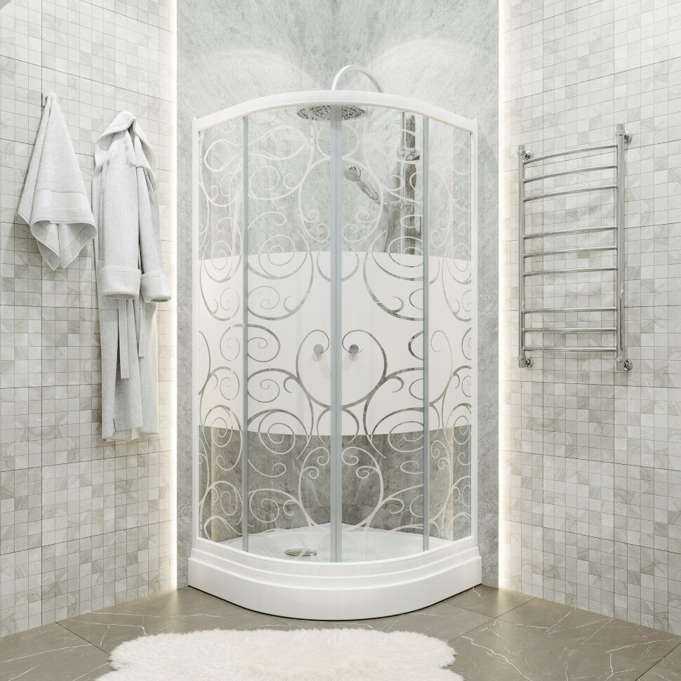 Приобрести тритон душевое ограждение стандарт а1 аква узор 90х90 см, белая с узором щ0000025432