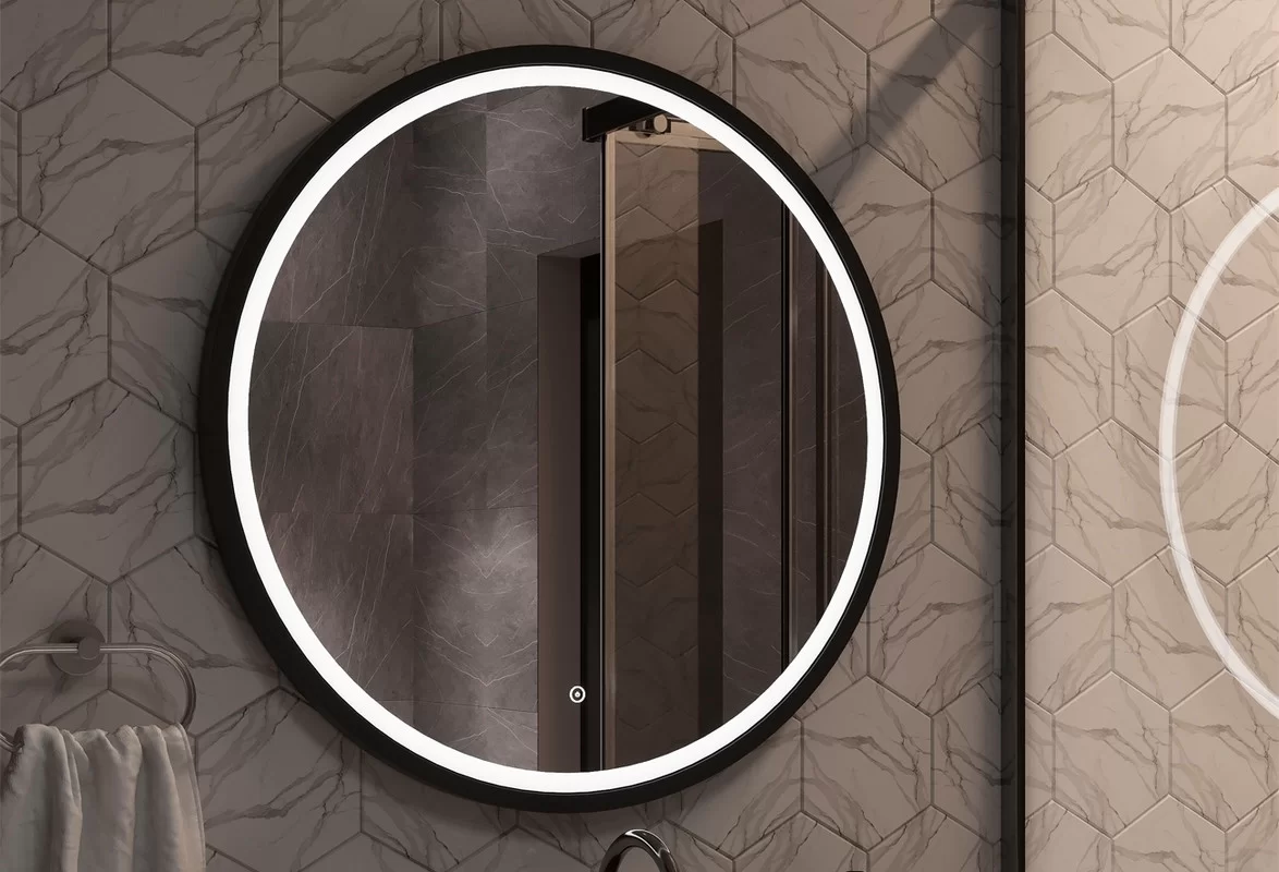 Приобрести continent зеркало с подсветкой style black 80х80 см, черный