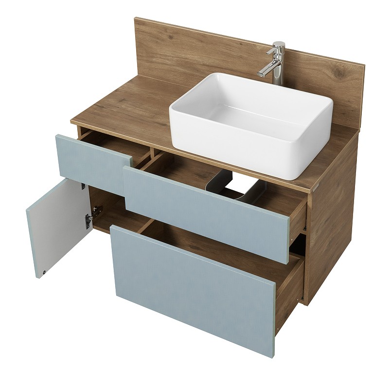 Приобрести акватон тумба со столешницей мишель 100 см, цвета дуб фьорд/дуб рустикальный