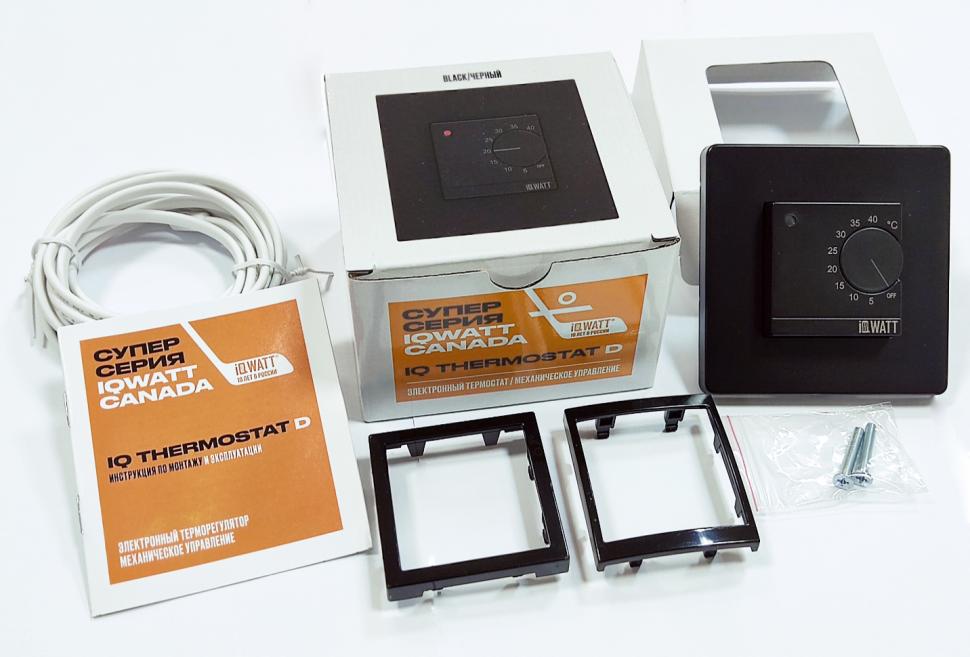 Приобрести iqwatt электронный терморегулятор iq thermostat d black с механическим управлением