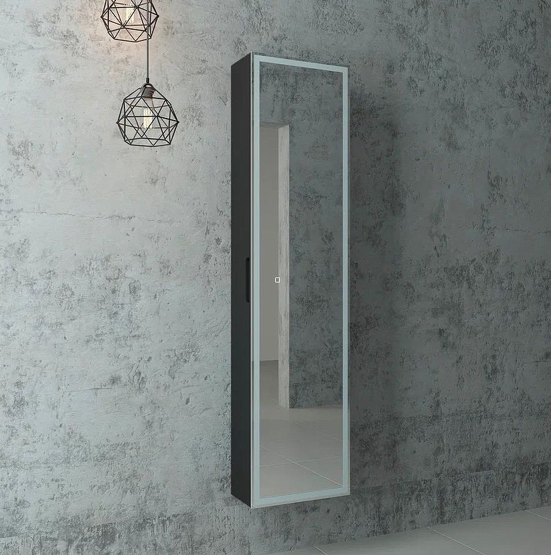 Приобрести continent пенал подвесной с подсветкой mirror box black 160 см, сенсорный включатель, черный