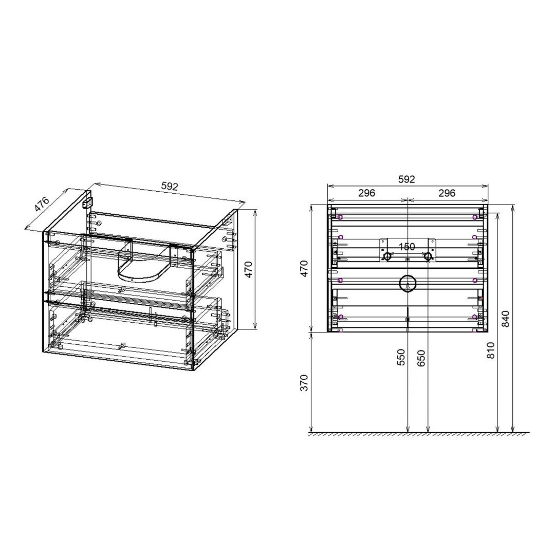 Приобрести vincea тумба подвесная luka 60 см, дуб натуральный с черной раковиной vmc-2l600no;vcb-13600b