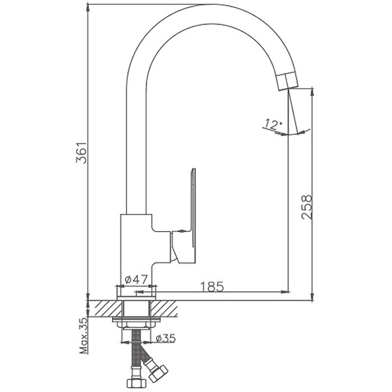Приобрести haiba смеситель для кухни 361 мм, хром hb-70590