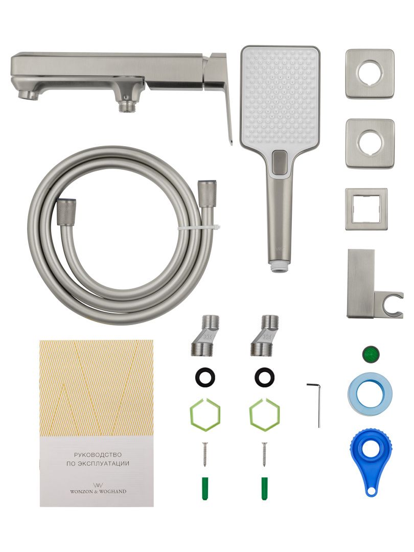 Приобрести смеситель для ванны с душем wonzon & woghand diamond, брашированный никель (ww-88639011-bn)