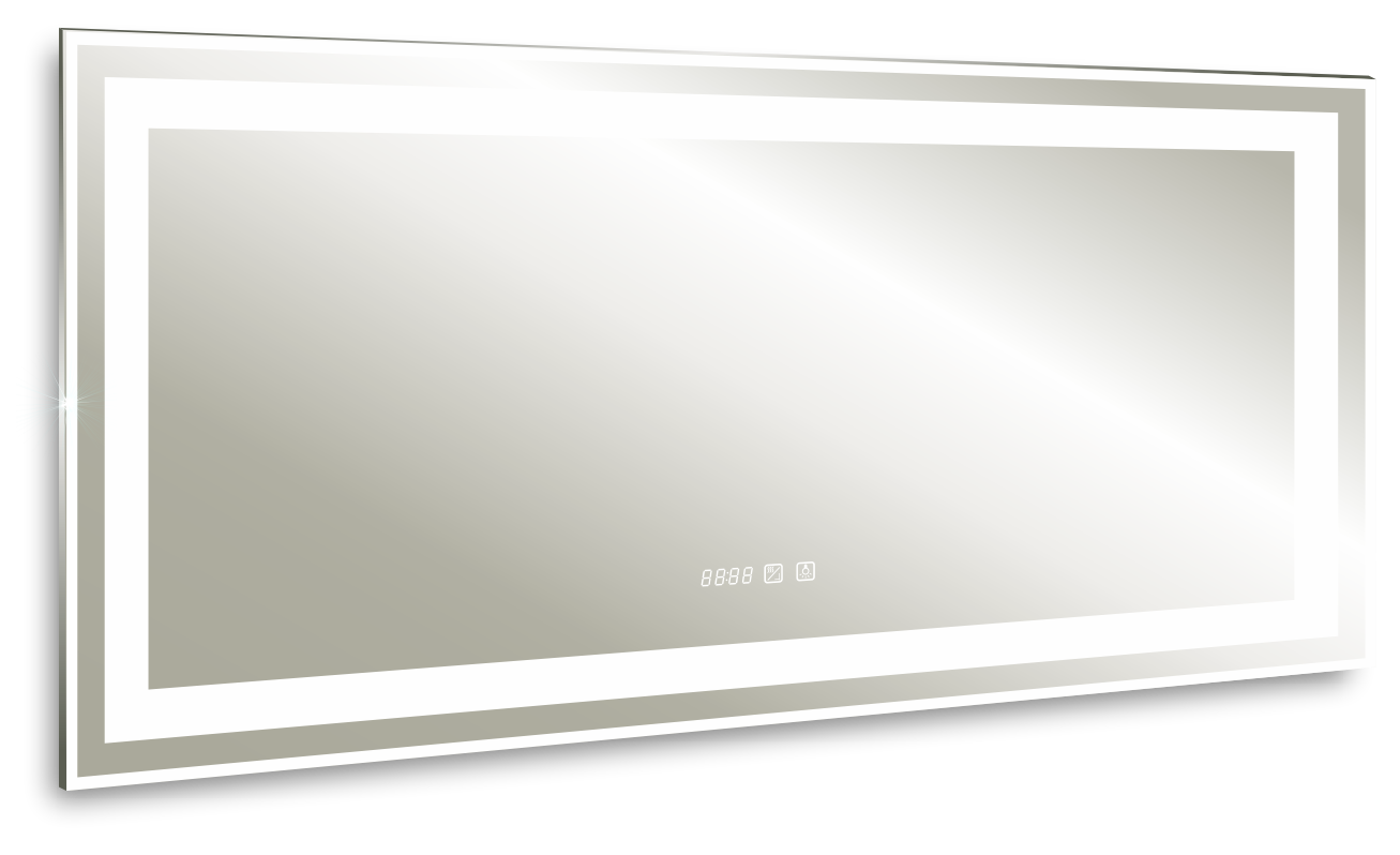 Приобрести azario зеркало лира 120х60 см, белый, с подсветкой, сенсорный выключатель, часы, подогрев led-00002335