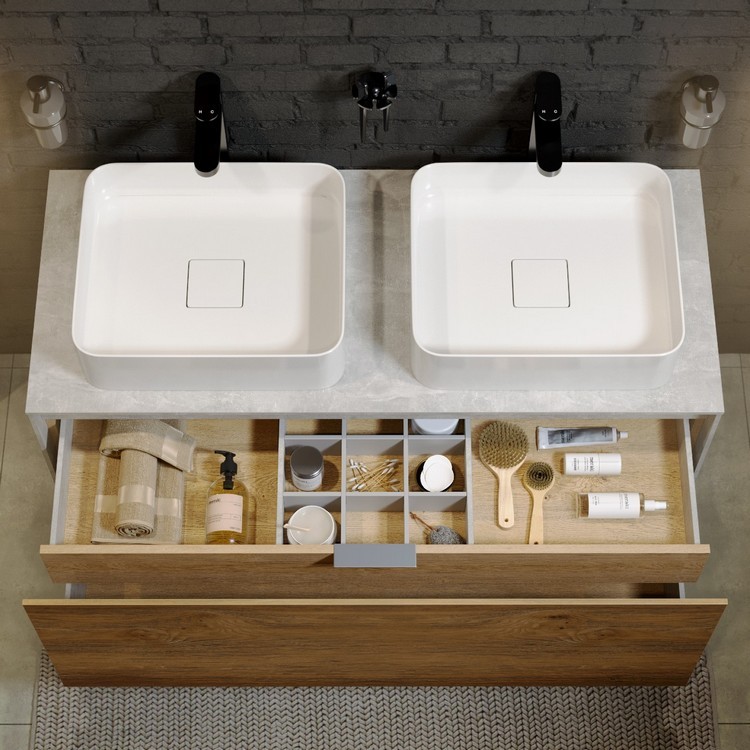 Приобрести тумба подвесная aqwella со столешницей mobi 120 см, светлый бетон mob0112bs:mob0712bs